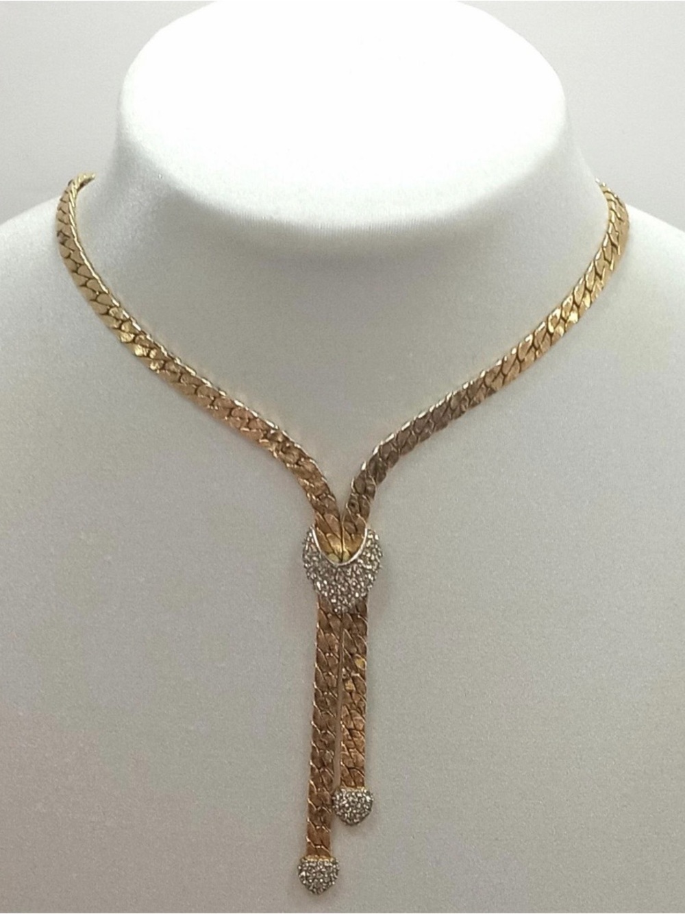 Vintage Gold-Tone Women’s Double Strand Lariat Necklace